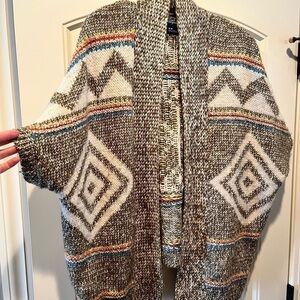 american eagle colorful short sleeve sweater/poncho southwestern western - med